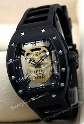Richard Mille Tourbillon RM 052 Skull Watch Replica Men Watch - Gold Skull